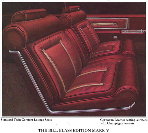 1978 Lincoln Continental Mark V Bill Class Edition Trim DF Complete Interior